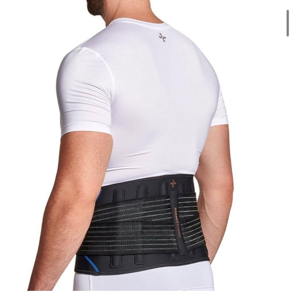 TOMMIE COPPER Black/Blue Adjustable Compression Back Brace NEW Large/XLarge - Picture 3 of 6